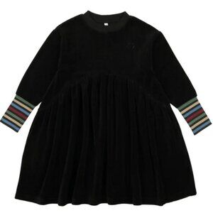 Analogie Velour Long Sleeve Dress - Black / 5t - Brand New With Tags